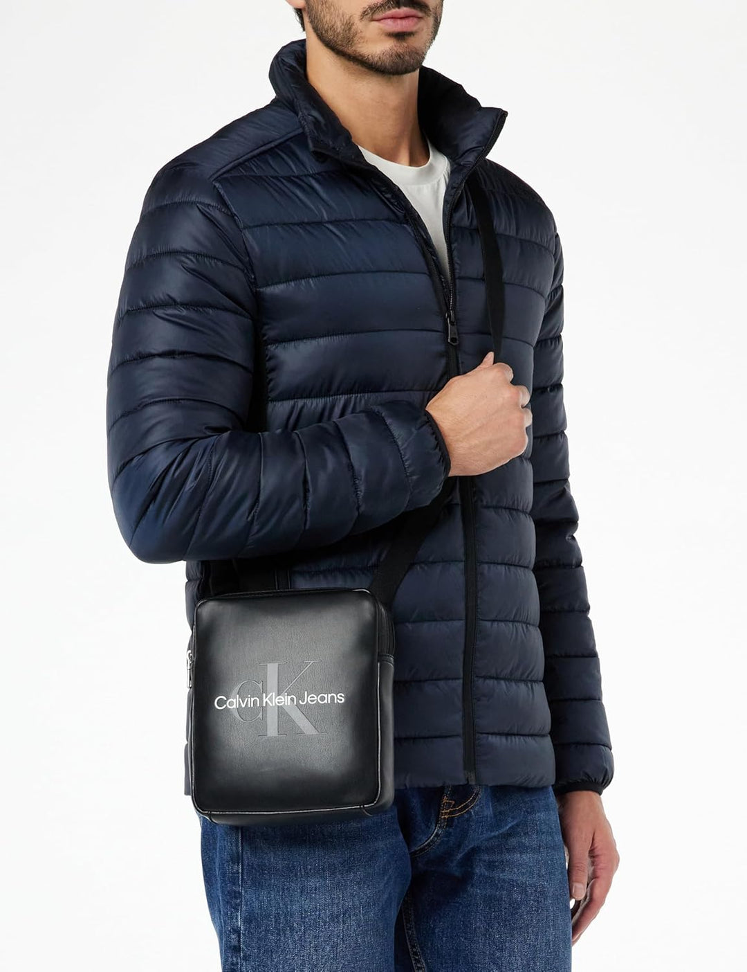 Calvin Klein Jeans Herren Umhängetasche Monogram Soft Reporter Klein, Schwarz (Black), Onesize