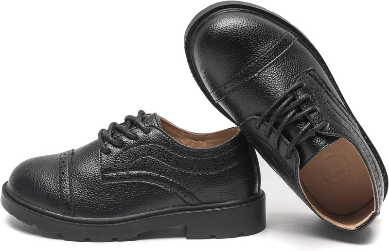 DADAWEN Jungen Anzugschuhe Schule Uniformschuhe Schnürhalbschuhe 21 EU Schwarz, 21 EU Schwarz