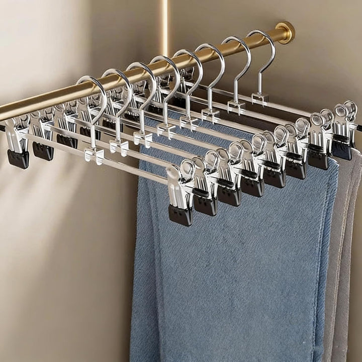 Hosenbügel aus Metall, 20er Set, Rockbügel, 40 cm lang, Kleiderbügel mit Verstellbaren Clips für Hos