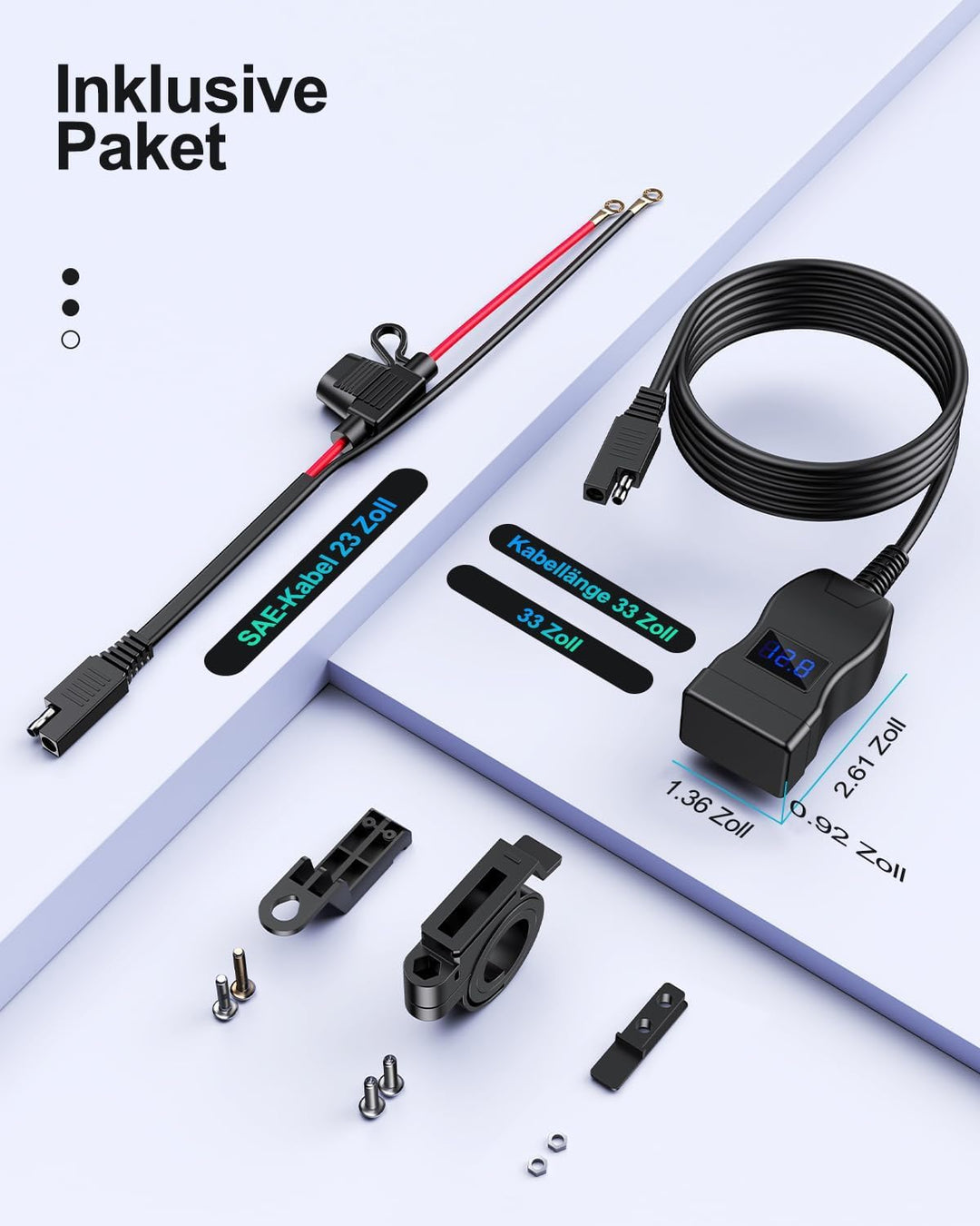 ZEXMTE Motorrad-USB-Ladegerät, USB Typ C PD & Quick Charge 3.0 Motorrad-Telefon-Ladegerät mit Voltme
