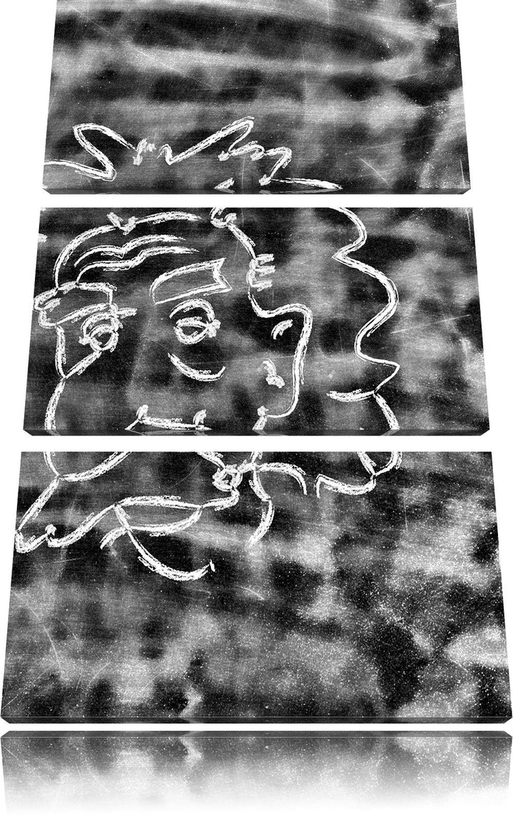 Pixxprint Albert Einstein als Leinwandbild | Grösse: 3 Teilig (120x80) | Wandbild| Kunstdruck | fert