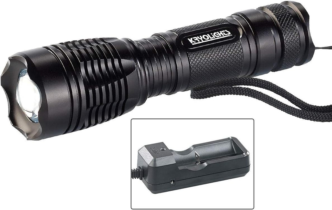 KryoLights aufladbare Taschenlampe: LED-Taschenlampe TRC-144.a mit Akku und Ladegerät, 1.000 lm, IP4