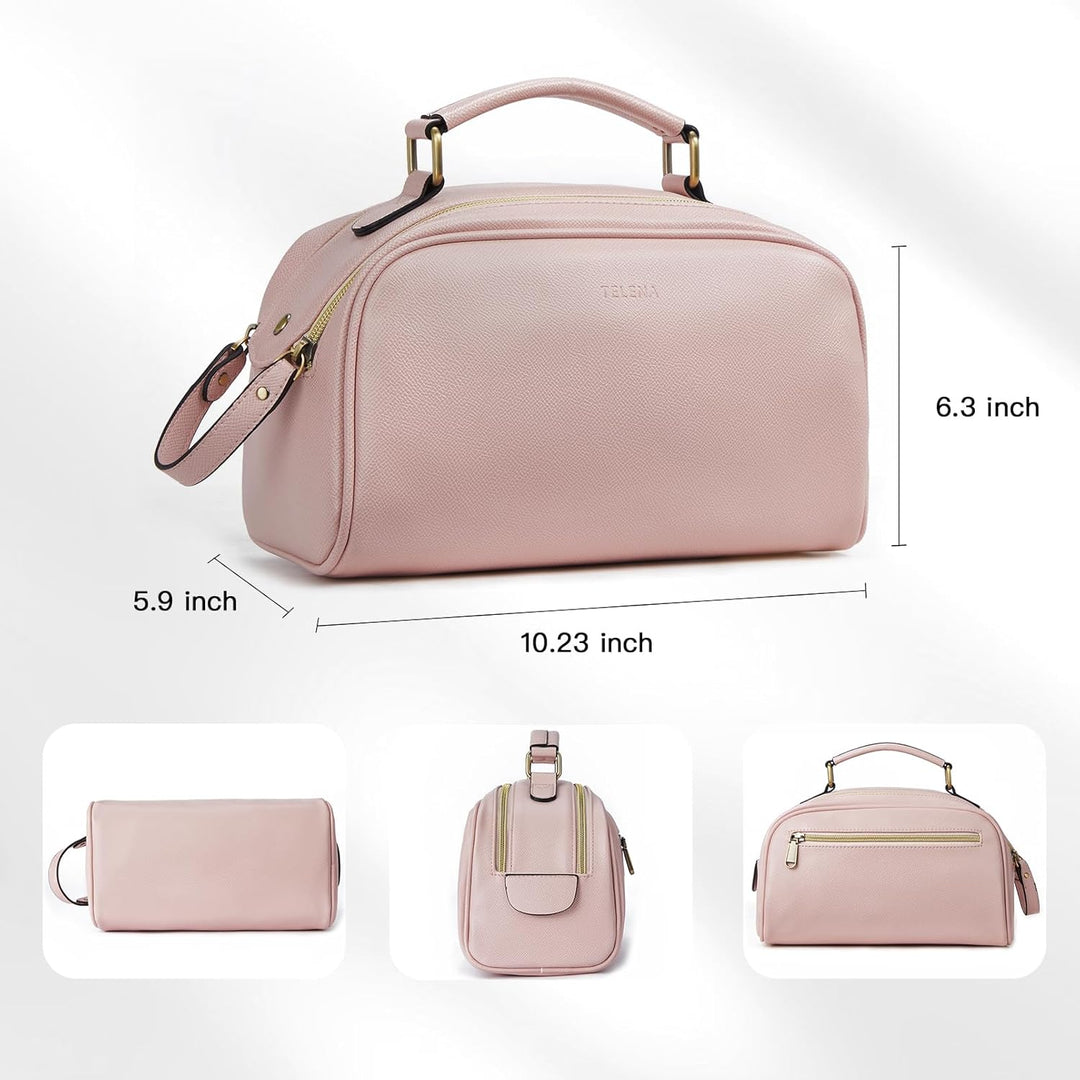 Telena Kulturbeutel für Damen und Herren aus PU-Leder, Kulturtasche zum aufhängen, Reise-Kosmetiktas