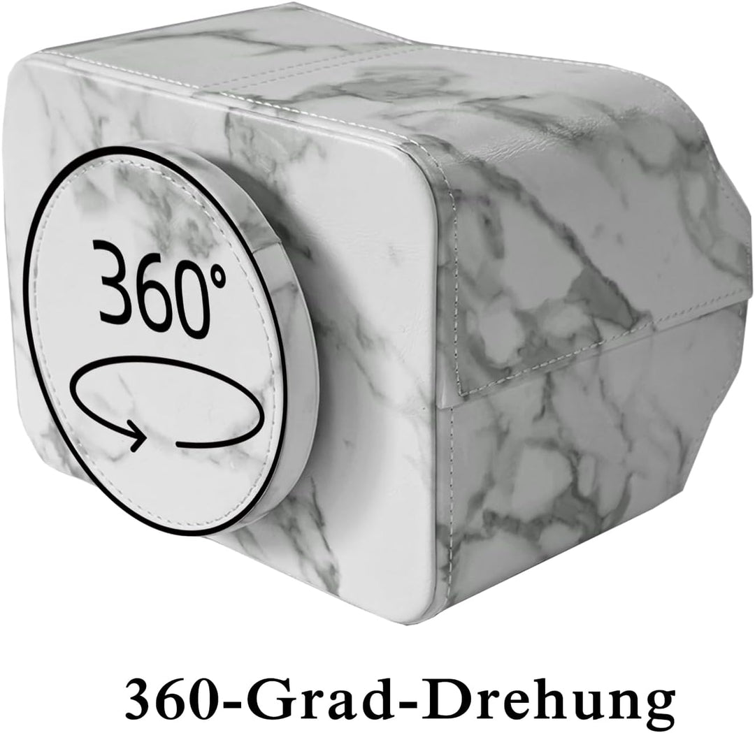 360° Drehbarer FernbedienungShalter,Handys Aufbewahrung,PU Leder Kosmetikpinsel Organizer mit 5 Fäch