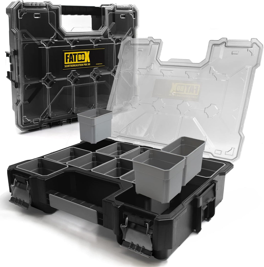Fatbox XXL Organizer Sortierkasten Sortimentskasten Kleinteilemagazin Aufbewahrungsbox Koffer (Schwa