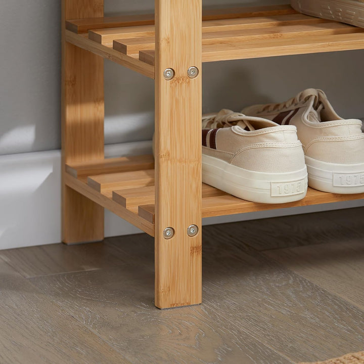 SoBuy FSR02-K-N Schuhregal Sitzbank Schuhbank aus hochwertigem Bambus mit 2 Jahren Garantie B50cm Na