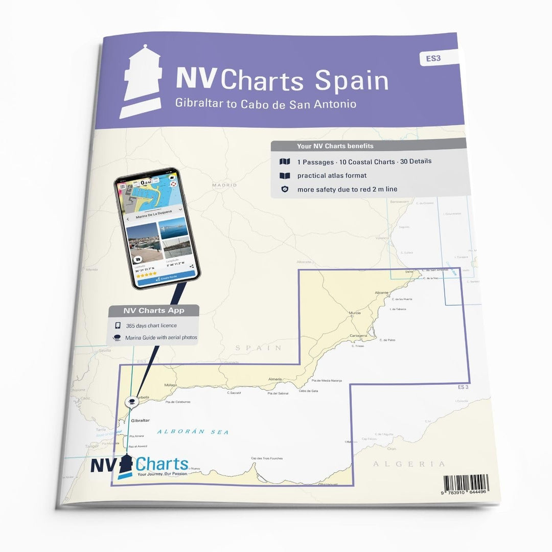 NV Charts NV.Atlas Spain ES 3: Cabo San Antonio to Gibraltar | Seekarte Mittelmeer Papier &amp; digital