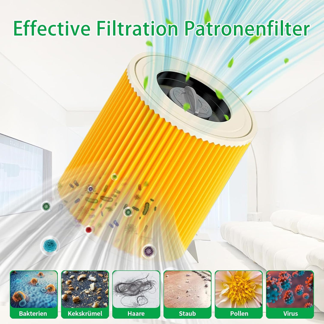 6 Staubsaugerbeutel und 3 Filter Ersatz für Kärcher WD3 WD3P MV3 MV3P 9, 9