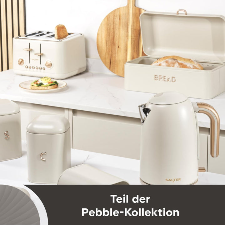 Salter Pebble 4-Scheiben-Toaster – Toaster mit breitem Schlitz, Hochhub-Auswurf, 6 Bräunungsstufen,