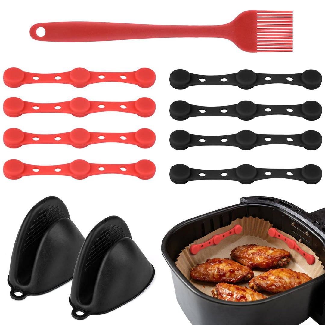 11 Stück Magnete für Airfryer Backpapier - Silikon Befestigung für Heissluftfritteuse Zubehör,12cm L