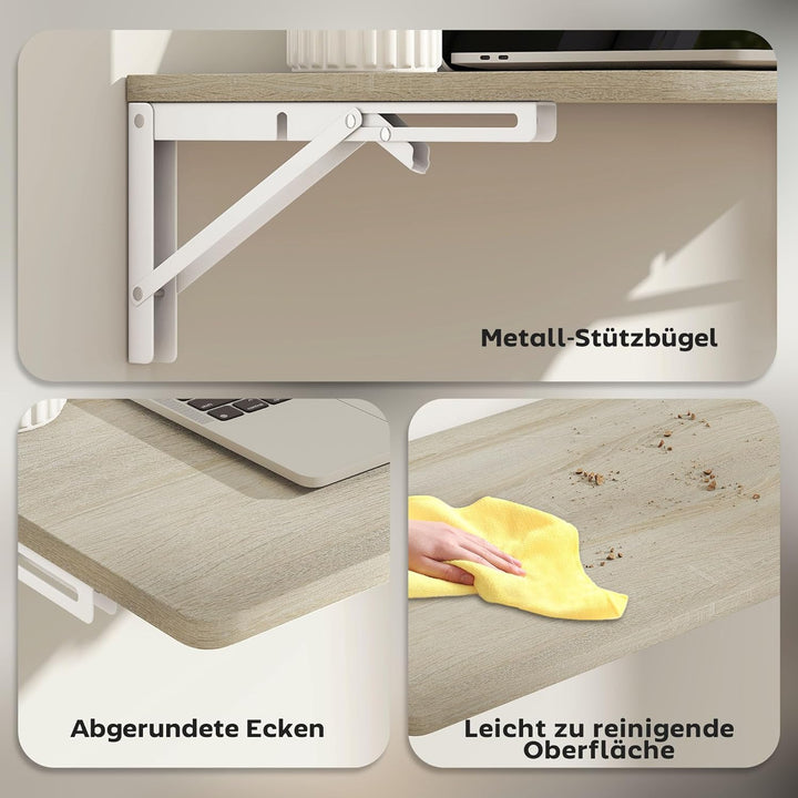 HOMCOM Wandklapptisch, 60x40 cm Klapptisch, Platzsparender Schwimmender Schreibtisch mit abgerundete