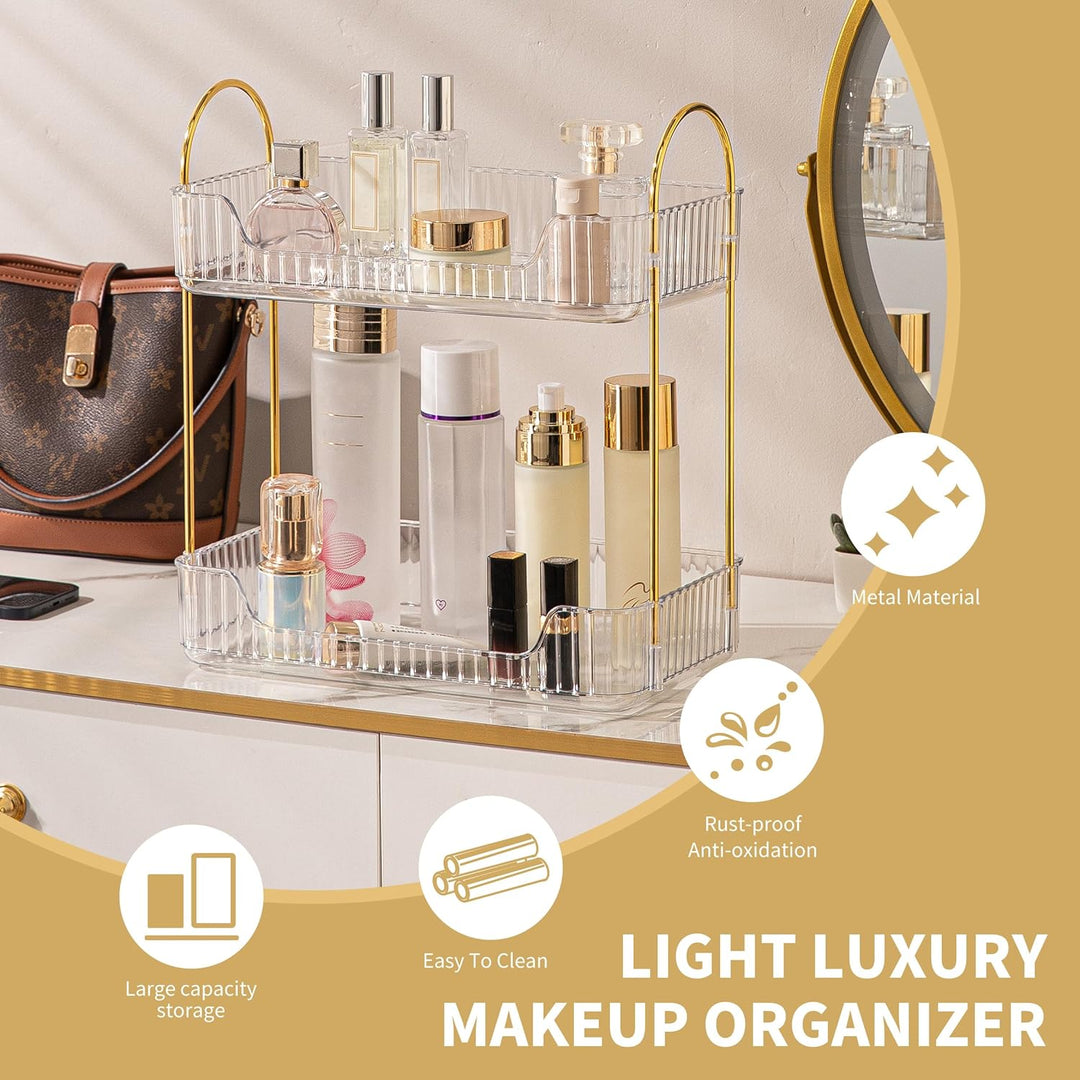 Makeup Organizer, Kosmetik Organizer 2 Ebenen, Beauty Organizer, Skincare Organizer, Badezimmer Orga