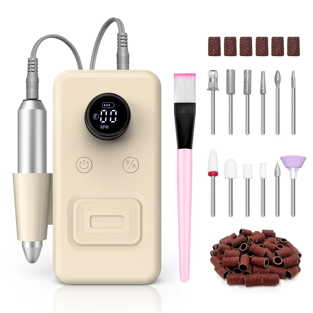 COPPA Nagelfräser, NDK106 Professionell Elektrische Nagelfräser Set mit 12 Bits 31 Schleifbändern, 4