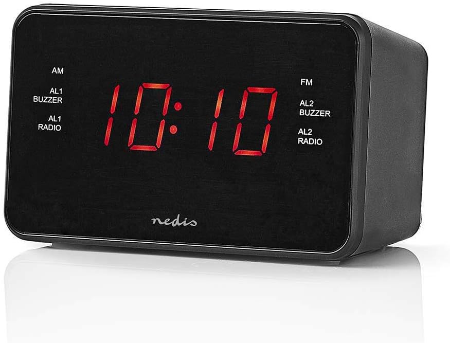 NEDIS Digital-Wecker-Radio - LED-Anzeige - 1x 3,5 mm Audio-Eingang - Zeitprojektion - AM/FM - Snooze