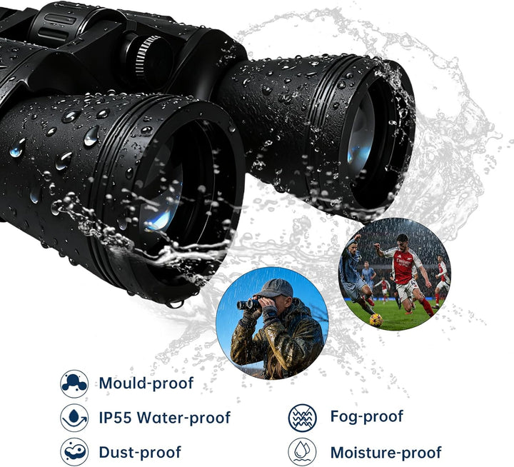 Fernglas 20 x 50 für Erwachsene, wasserdichtes HD-Fernglas mit BAK4-Prisma und FMC-Objektiv, tragbar