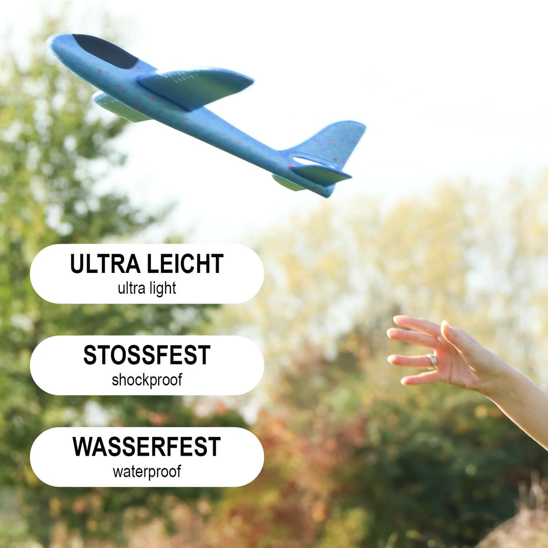 com-four® 30x Styroporflugzeug für Kinder und Erwachsene - stabiler Wurfgleiter mit Stecksystem - Se