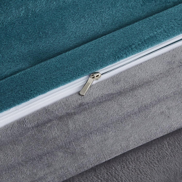 Damier Winter Bettwäsche 220x240cm Petrol Grau Plüsch Warme Bettwäsche Set 3 Teilig Flauschig Bettbe
