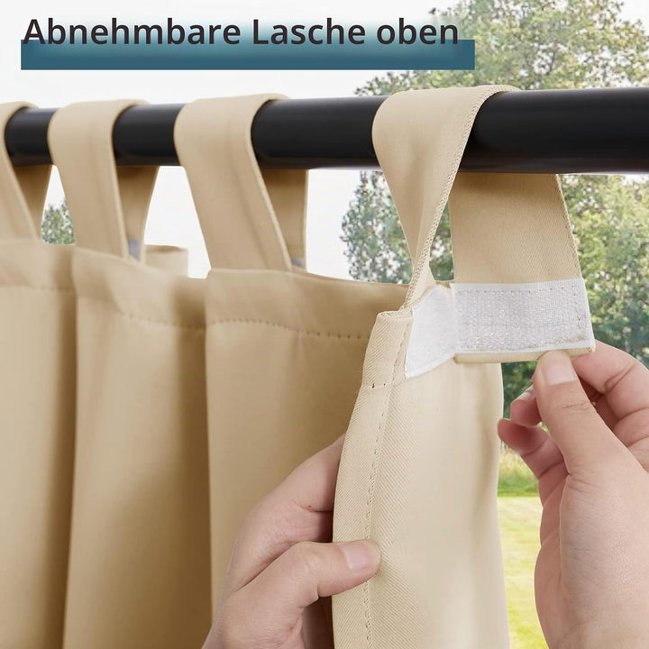 PONY DANCE Terrasse Vorhänge Outdoor Gardinen mit Schlaufen Sonnenschutz Vorhang Outdoor Balkonvorha