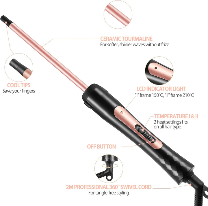 Lockenstab Kleine Locken, Haglater Mini Lockenstäbe 9mm 80-230℃, keramischer Lockenstab 40s Schnelle