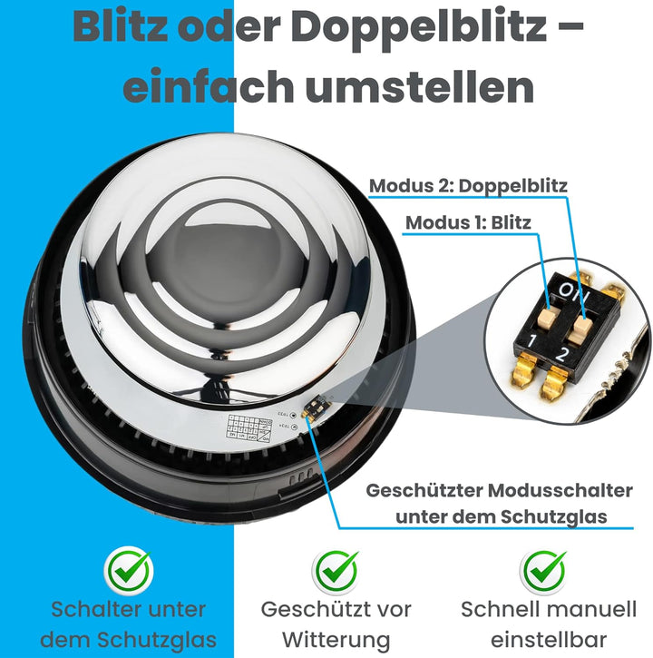 LED Rundumleuchte Warnleuchte 12 und 24 Volt mit Gummifuss 24 Watt E4 ECE R65 R10 Rundumlicht Abmess