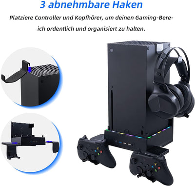 Mcbazel Xbox Series X Wandhalterung mit Kühler, RGB-LED-Kühlsystem Halterung mit einstellbaren Gesch