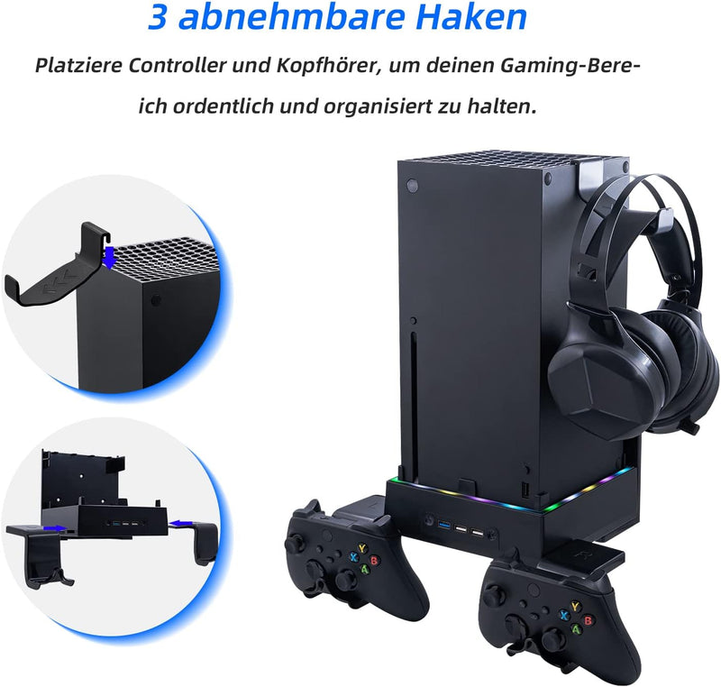 Mcbazel Xbox Series X Wandhalterung mit Kühler, RGB-LED-Kühlsystem Halterung mit einstellbaren Gesch