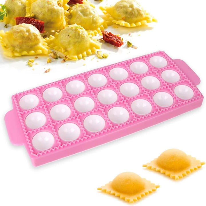 Form Ravioli, 2 Stück, quadratisch und rund, 21 Plätze, Gelb | Kunststoff, wiederverwendbar, leicht