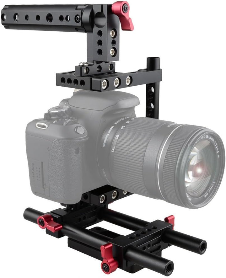 CAMVATE Kamera Käfig Rig Top Griff Stativanschluss Platte Kompatibel für Nikon Sony(rot)