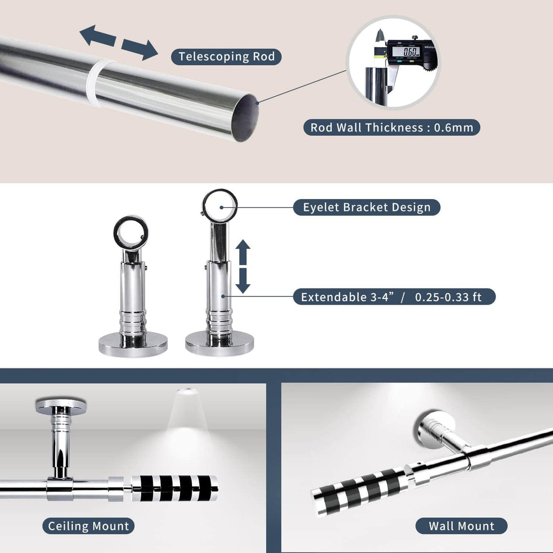 Gcurtain Vorhangstangen Set Metallstange Standard Durchmesser 5/8"-3/4"(16-19 mm) Einstellbar Hochbe