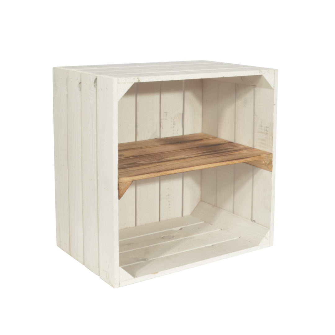 Weinregal Wino aus Holz - Weiss Geflammt 1x Regal Holzkiste 1 1x Geflammt Regal, 1 1x Geflammt Regal