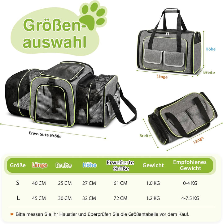 ALLSOPETS Erweiterbar Tragetasche für Katzen Hunde Faltbare Hund Katze Tragetaschen Tragbar Haustier