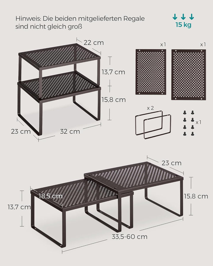 SONGMICS Gewürzregal, 4er Set, Küchenregal, Küchen-Organizer, Küche, Gewürzhalter, erweiterbar, stap
