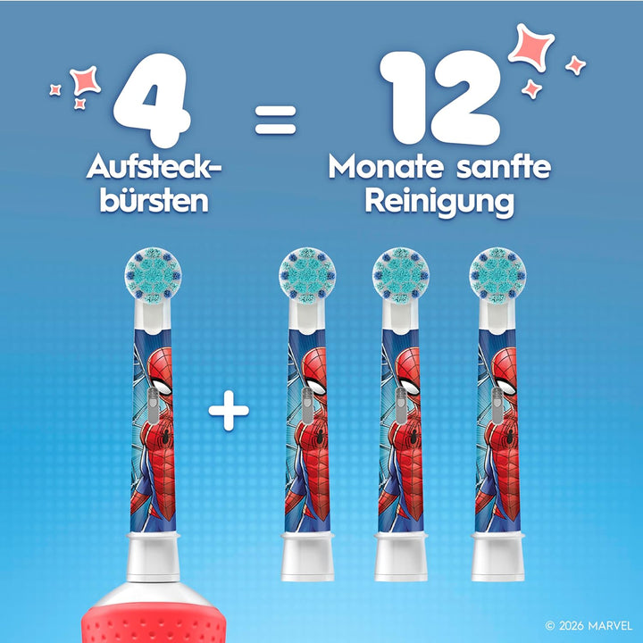 Oral-B Kids Spiderman Aufsteckbürsten für elektrische Zahnbürste, extra weiche Borsten, für Kinder a