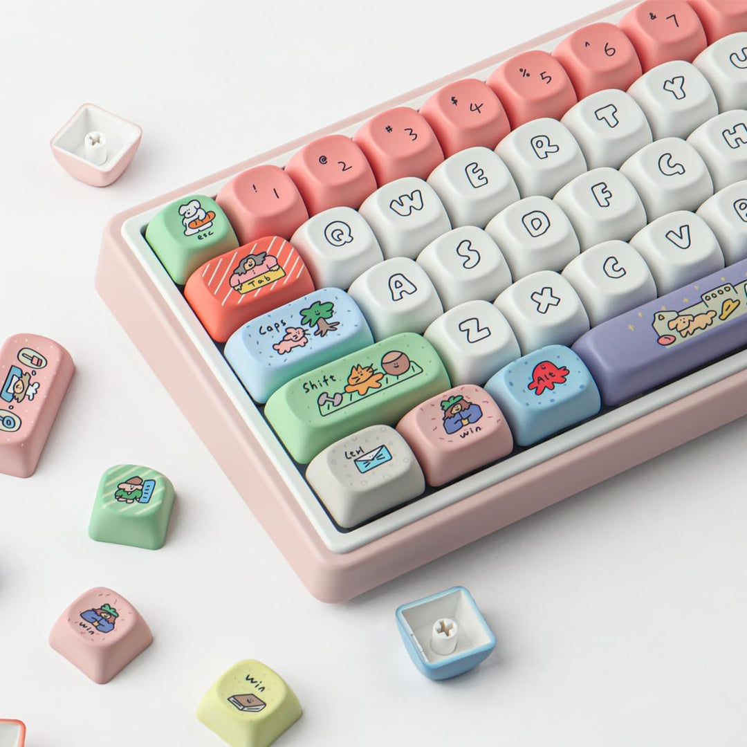 Tsungup PBT Keycaps, Custom Cute Keycaps 126 Tasten MOA Profil Dye-Sublimation Keycap Set Kompatibel