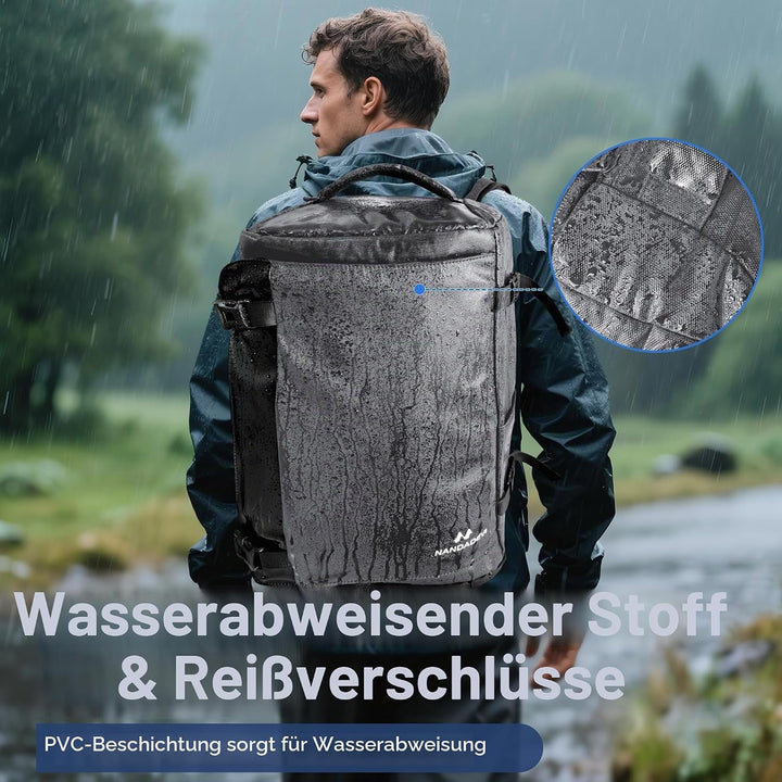 NANDADEVI Rucksack Herren, 40l, grosser, robuster, wasserabweisender Wanderrucksack mit Trocken- und