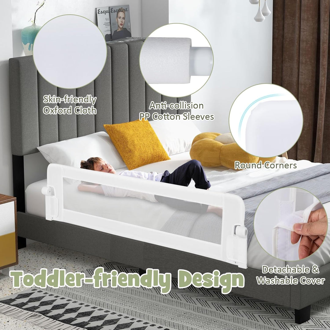 LIFEZEAL 152 cm Bettgitter, Klappbares Sicherheitsgitter mit Gurten, Bett Rausfallschutz Schutzgitte