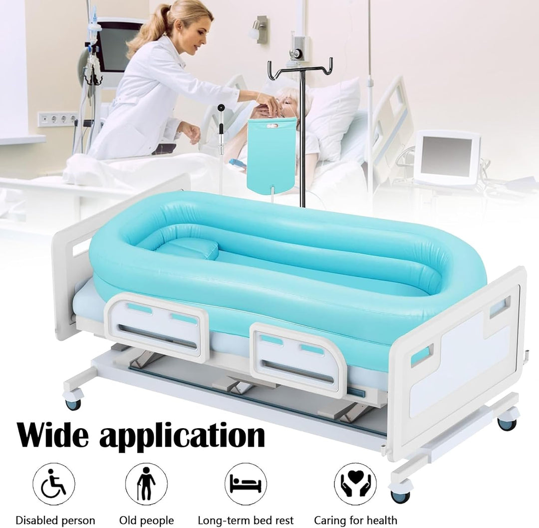 Aufblasbare Badewanne, Aufblasbares Badewannen-Duschset mit Wasserbeutel & Luftpumpe für Behinderte,