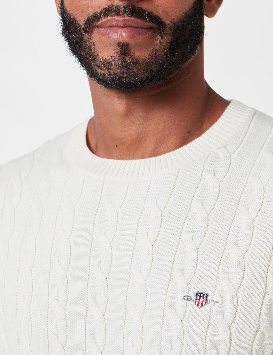 GANT Herren Cotton Cable C-Neck Pullover XS Cream