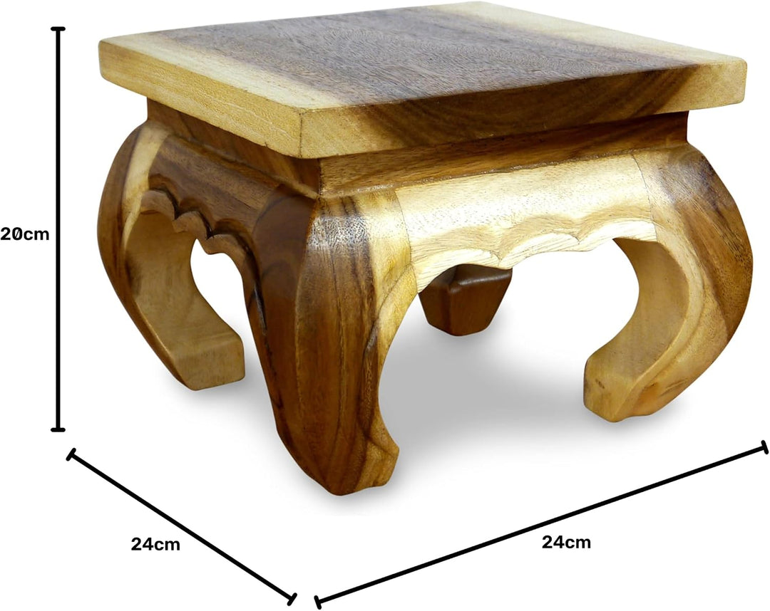 livasia Opiumtisch, Beistelltisch aus Massivholz, Nachttisch (24cm) 24x24 cm, 24x24 cm
