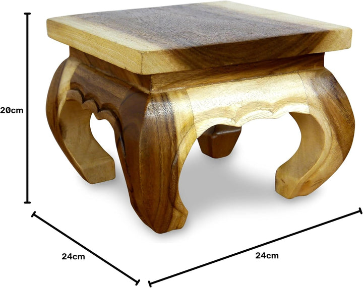 livasia Opiumtisch, Beistelltisch aus Massivholz, Nachttisch (24cm) 24x24 cm, 24x24 cm