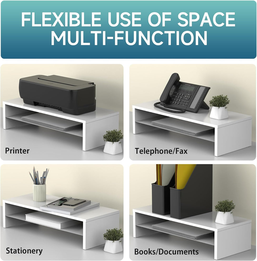 FITUEYES Monitorständer mit 2 Ebenen, 54 x 25,5 cm, Grosser Computer-Laptop-Ständer mit Stauraum für