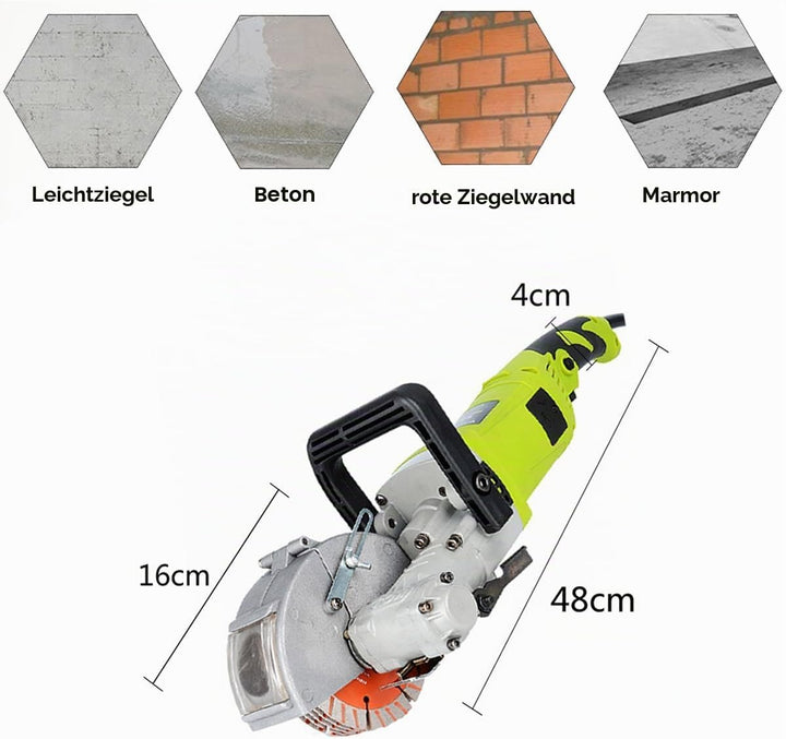L-home 4000W 220V Elektrische Schlitzfräse, 7500U/min Wandfräse Mauernutfräse Mauerfräse mit 5 Sägeb