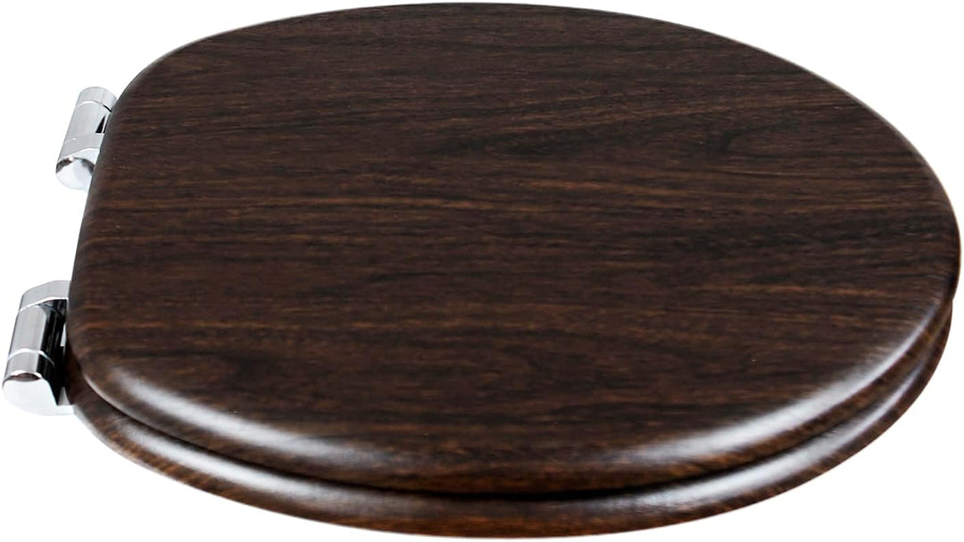 WC Sitz mit Absenkautomatik, Toilettendeckel aus MDF Holz, Toilettensitz mit Holzoptik-Furnier (Dunk