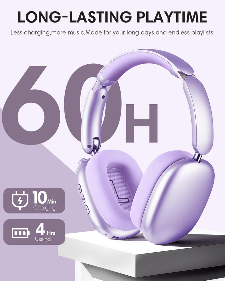 Wentronic Y02 Aktive Noise Cancelling Kopfhörer,60 Std.5 EQ-Musikmodi,Hi-Res-Audio,Tiefe Bässe,faltb