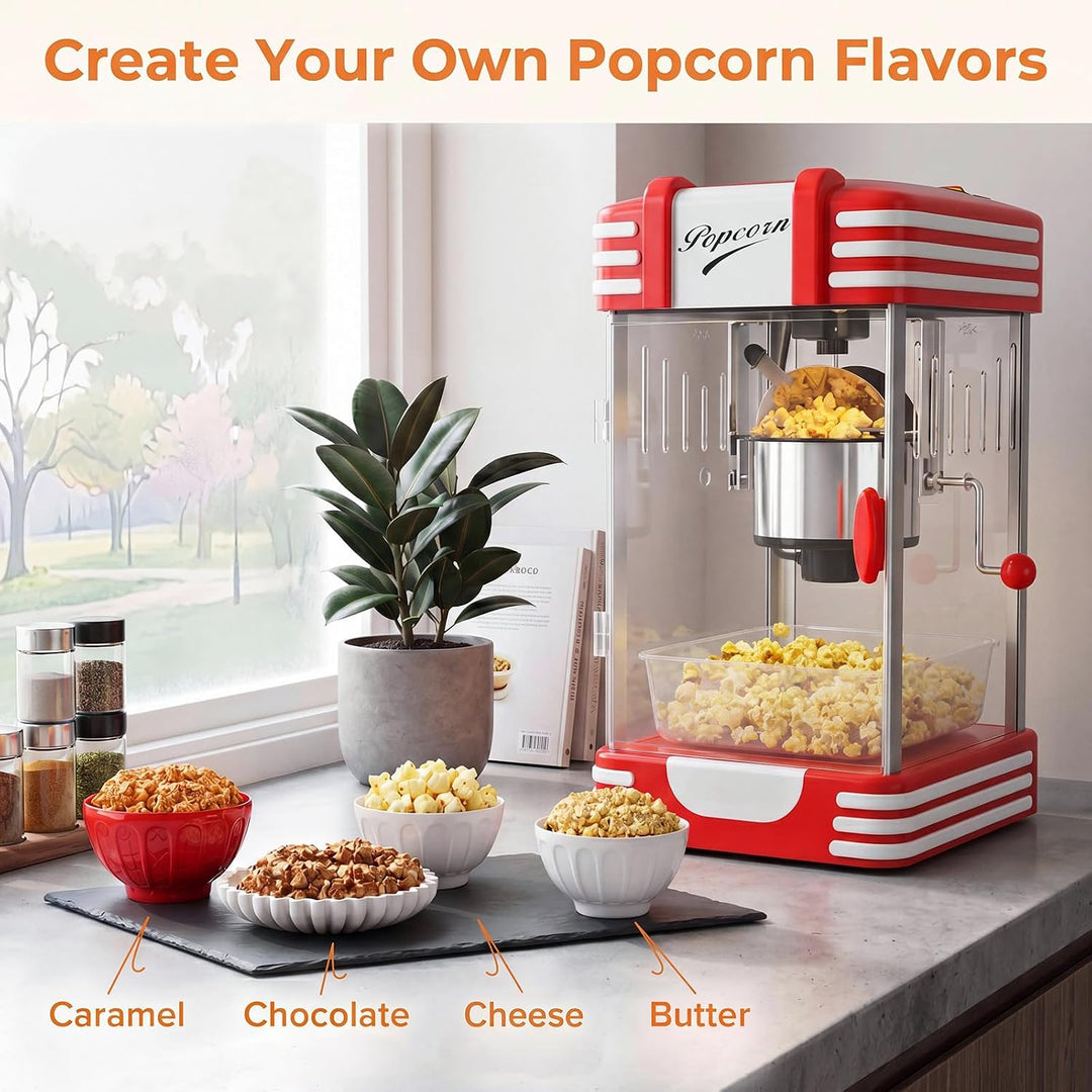 GIANTEX Popcornmaschine gross mit Edelstahlkessel &amp; Halogenlampe, Retro Popcorn Maschine im Kinostil