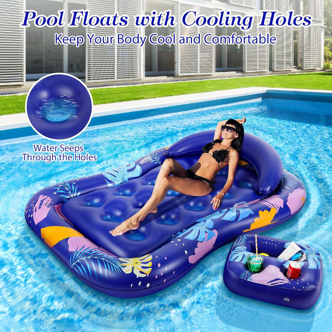 MoKo Pool Luftmatratze Erwachsene, Gross Schwimmbett mit EIS Bar, Solarium Pool Loungesessel Aufblas