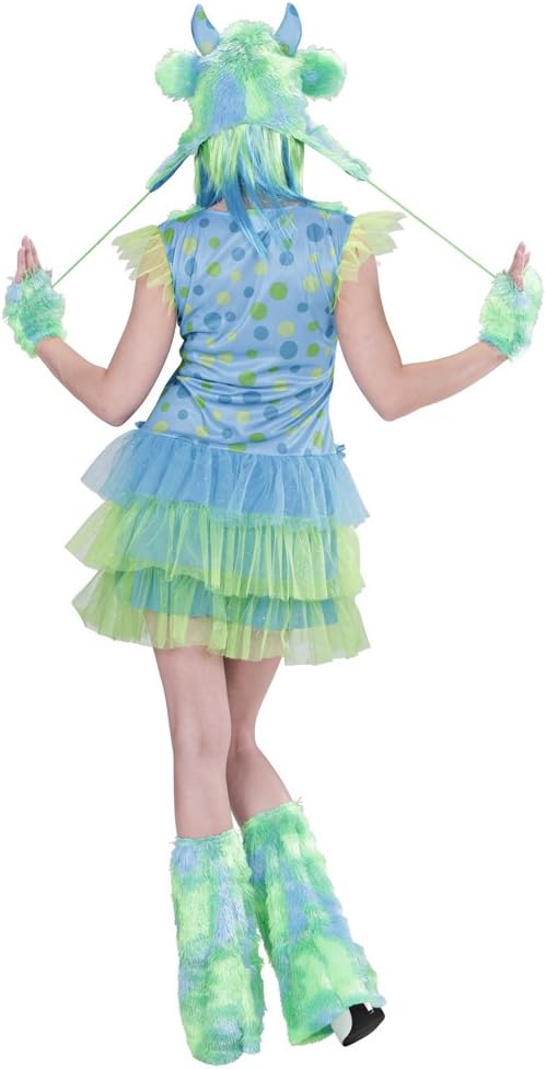 "GREEN MONSTER GIRL" (dress, headpiece, gloves, leg warmers) - (S), S