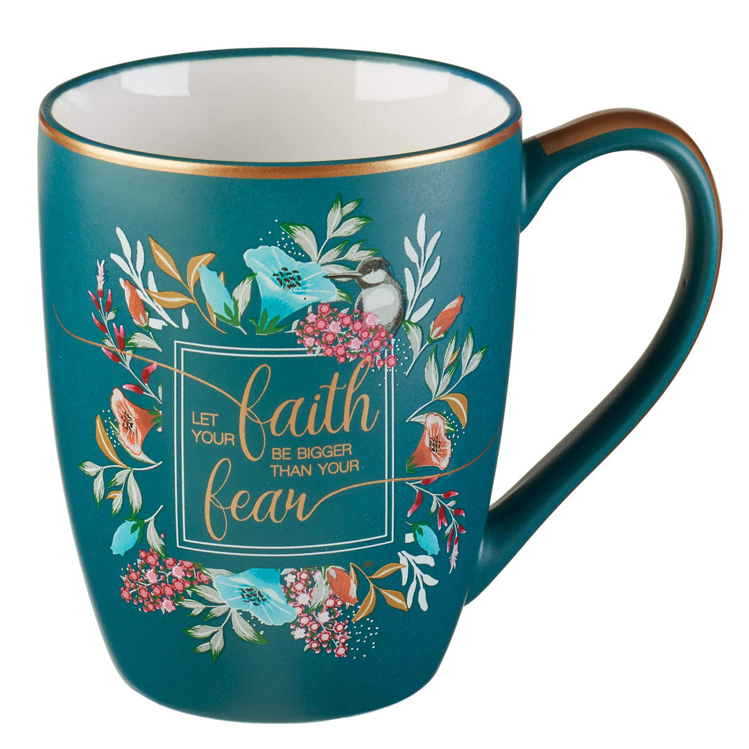 Floral Faith Tasse für Damen und Herren, Keramik-Kaffeetasse mit goldfarbenem Rand und Kalligraphie,