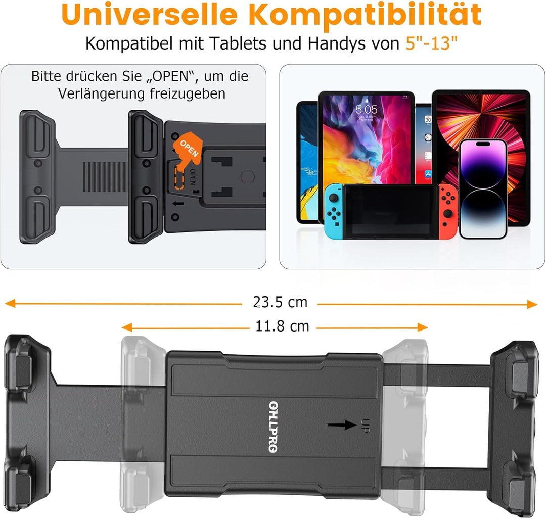OHLPRO Tablet Halterung Auto, Halterung Auto für iPad 360° Drehbare Verstellbare, Tablet Autohalteru