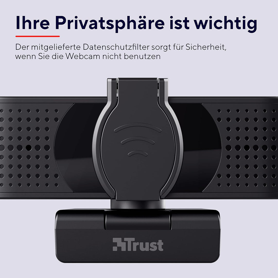 Trust Teza 4K Ultra HD Webcam, 3840x2160 mit 2 Mikrofonen und Autofokus, 30 FPS, USB Plug & Play, We